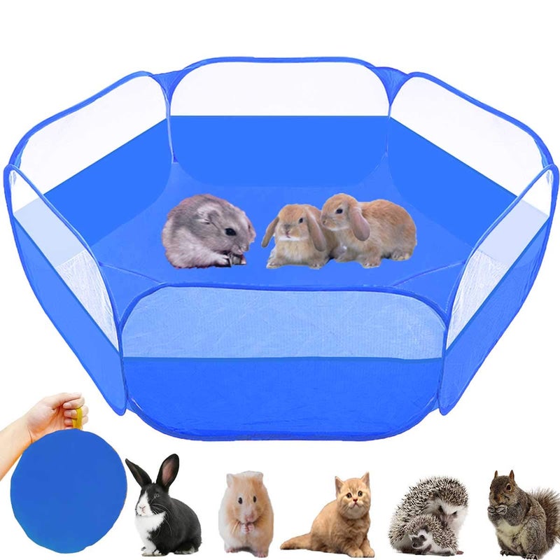 GABraden Small Animals Tent,Reptiles Cage,Breathable Transparent Pet Playpen Pop Open Outdoor/Indoor Exercise Fence,Portable Yard Fence (Upgrade Blue) - Image 1
